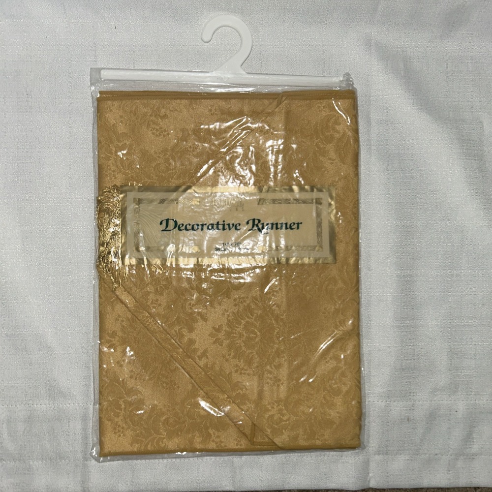 Vintage Bardwil Linens 14"x70" Gold Table‎ Runner F-170871